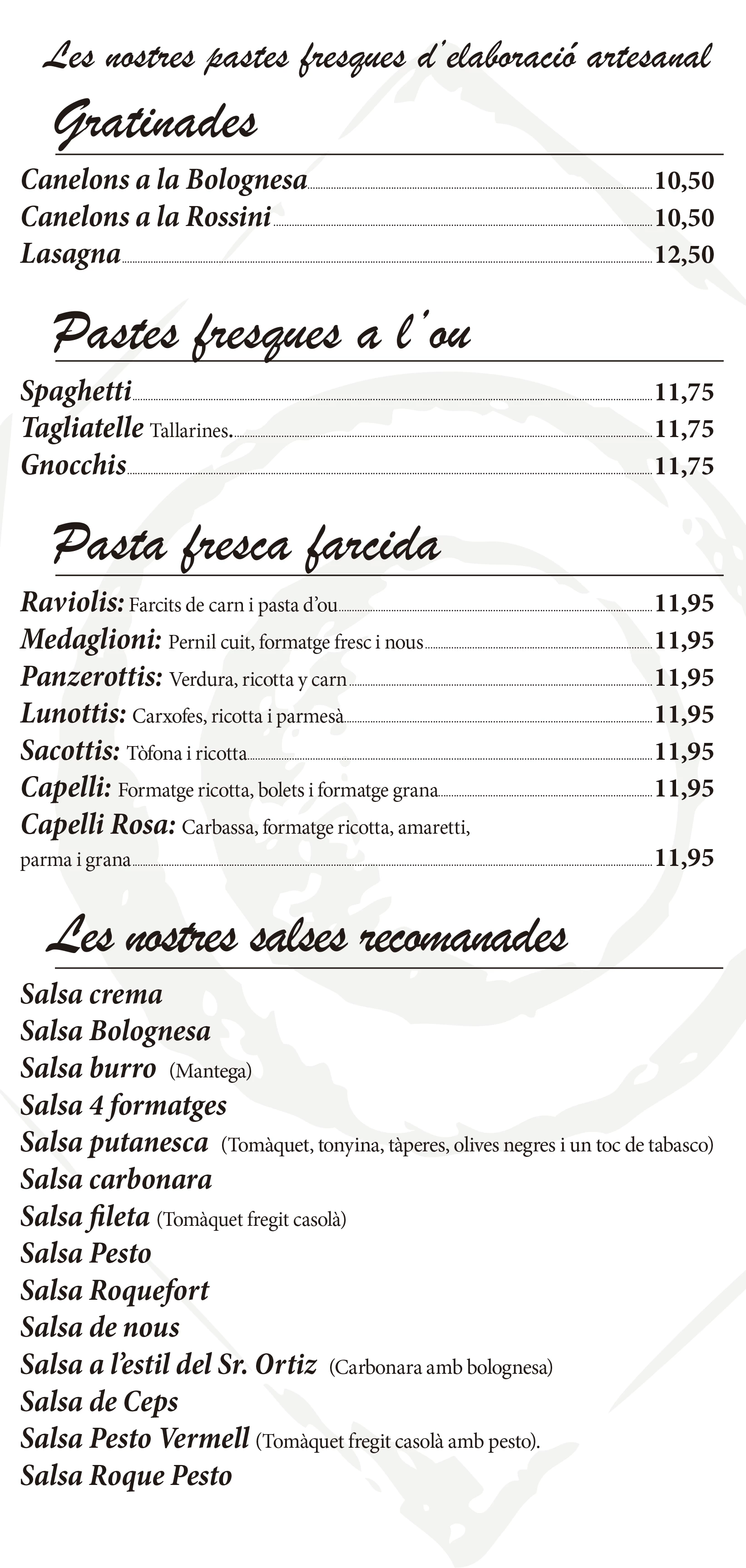 Carta del restaurant Caño 14