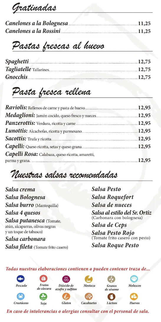 Carta del restaurant Caño 14